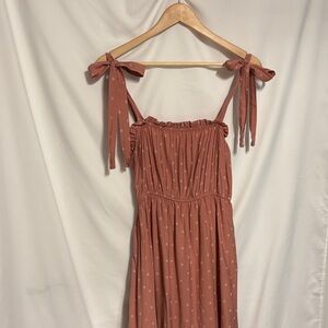 Blu Pepper Pink Polka Dot Coquette Midi Dress SZ M.